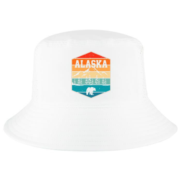 Alaskan Glacier Mountains Landscape Bear Animal Retro Alaska Cool Comfort Performance Bucket Hat