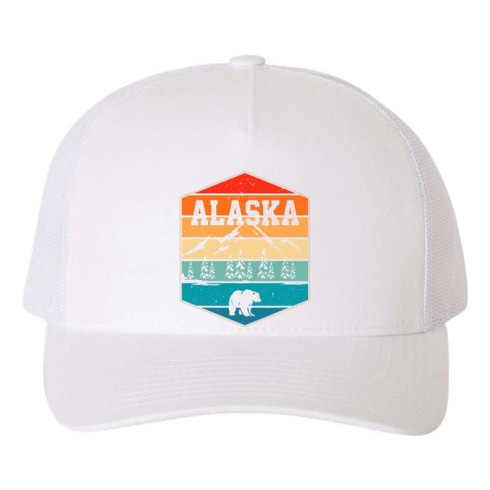 Alaskan Glacier Mountains Landscape Bear Animal Retro Alaska Yupoong Adult 5-Panel Trucker Hat