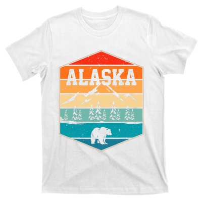 Alaskan Glacier Mountains Landscape Bear Animal Retro Alaska T-Shirt