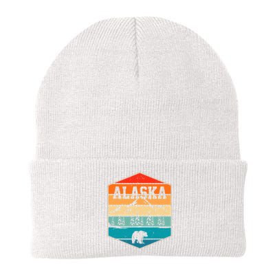 Alaskan Glacier Mountains Landscape Bear Animal Retro Alaska Knit Cap Winter Beanie