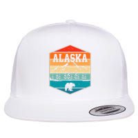 Alaskan Glacier Mountains Landscape Bear Animal Retro Alaska Flat Bill Trucker Hat