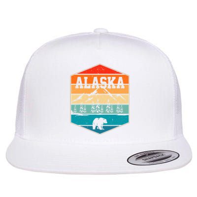 Alaskan Glacier Mountains Landscape Bear Animal Retro Alaska Flat Bill Trucker Hat