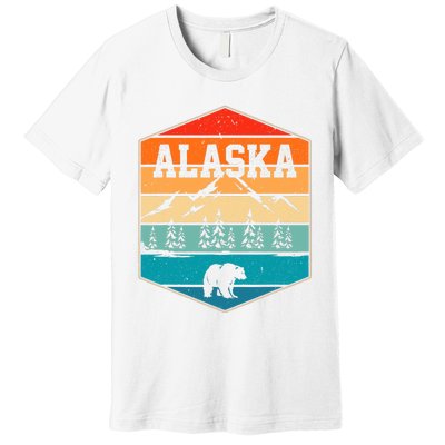 Alaskan Glacier Mountains Landscape Bear Animal Retro Alaska Premium T-Shirt