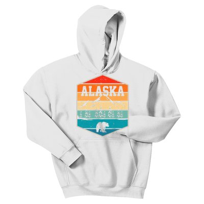 Alaskan Glacier Mountains Landscape Bear Animal Retro Alaska Kids Hoodie