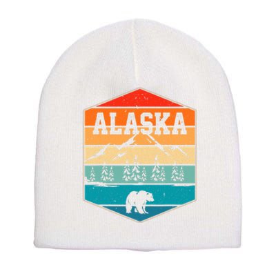 Alaskan Glacier Mountains Landscape Bear Animal Retro Alaska Short Acrylic Beanie