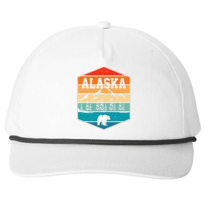 Alaskan Glacier Mountains Landscape Bear Animal Retro Alaska Snapback Five-Panel Rope Hat