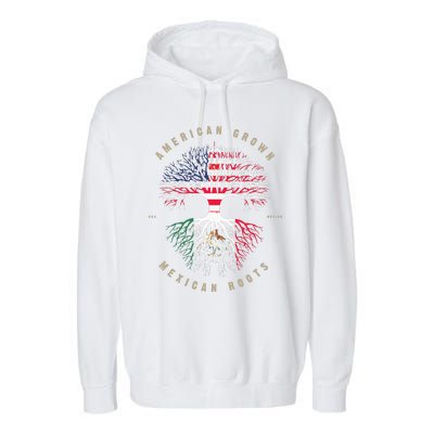 American Grown Mexican Roots Mexico Flag Garment-Dyed Fleece Hoodie