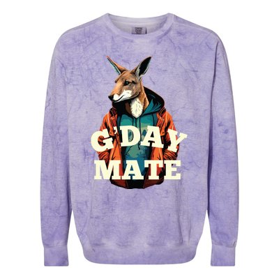 Australia GDay Mate Shirts Funny Kangaroo Australian Symbol Colorblast Crewneck Sweatshirt