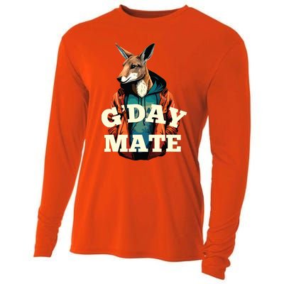 Australia GDay Mate Shirts Funny Kangaroo Australian Symbol Cooling Performance Long Sleeve Crew