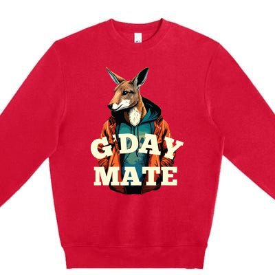 Australia GDay Mate Shirts Funny Kangaroo Australian Symbol Premium Crewneck Sweatshirt