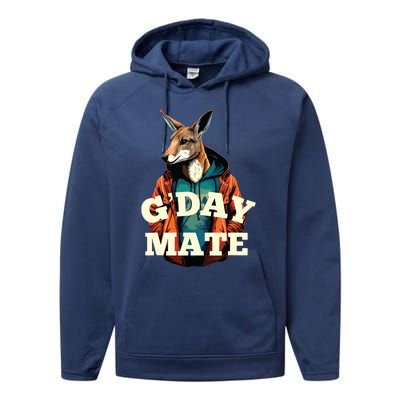 Australia GDay Mate Shirts Funny Kangaroo Australian Symbol Performance Fleece Hoodie