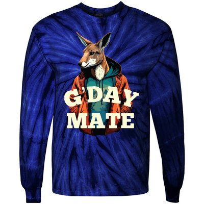 Australia GDay Mate Shirts Funny Kangaroo Australian Symbol Tie-Dye Long Sleeve Shirt