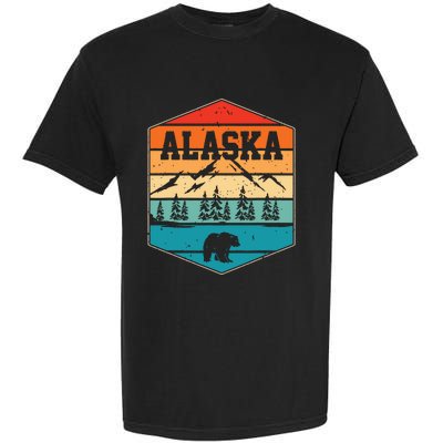 Alaskan Glacier Mountains Landscape Bear Animal Retro Alaska Garment-Dyed Heavyweight T-Shirt