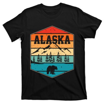 Alaskan Glacier Mountains Landscape Bear Animal Retro Alaska T-Shirt