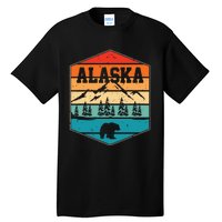 Alaskan Glacier Mountains Landscape Bear Animal Retro Alaska Tall T-Shirt