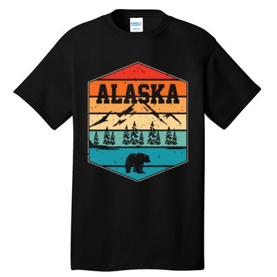 Alaskan Glacier Mountains Landscape Bear Animal Retro Alaska Tall T-Shirt