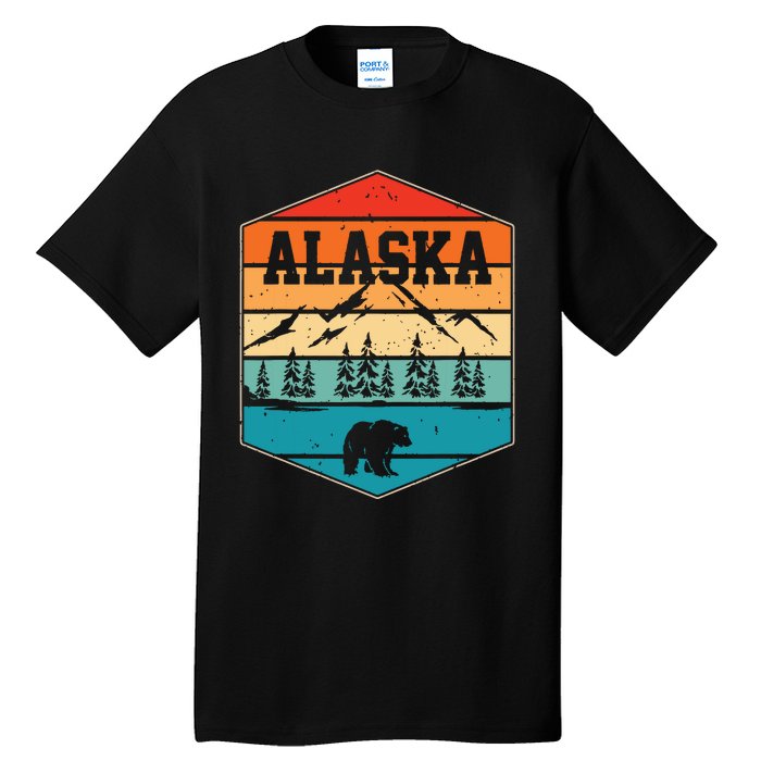 Alaskan Glacier Mountains Landscape Bear Animal Retro Alaska Tall T-Shirt