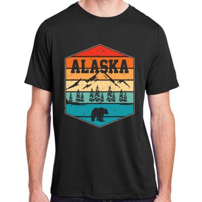 Alaskan Glacier Mountains Landscape Bear Animal Retro Alaska Adult ChromaSoft Performance T-Shirt