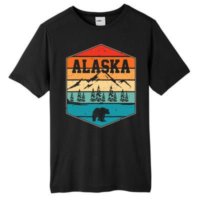 Alaskan Glacier Mountains Landscape Bear Animal Retro Alaska Tall Fusion ChromaSoft Performance T-Shirt