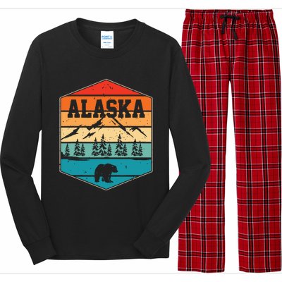 Alaskan Glacier Mountains Landscape Bear Animal Retro Alaska Long Sleeve Pajama Set