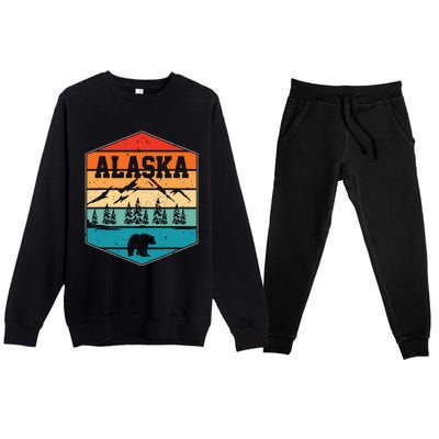 Alaskan Glacier Mountains Landscape Bear Animal Retro Alaska Premium Crewneck Sweatsuit Set