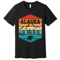 Alaskan Glacier Mountains Landscape Bear Animal Retro Alaska Premium T-Shirt