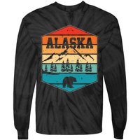 Alaskan Glacier Mountains Landscape Bear Animal Retro Alaska Tie-Dye Long Sleeve Shirt