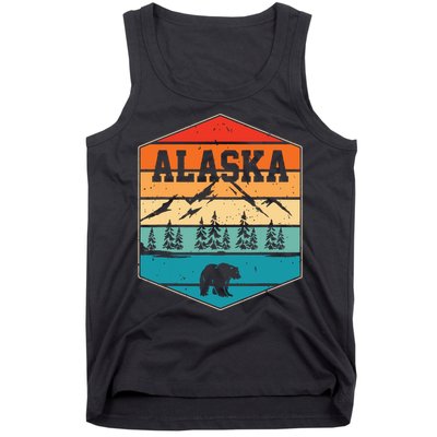 Alaskan Glacier Mountains Landscape Bear Animal Retro Alaska Tank Top