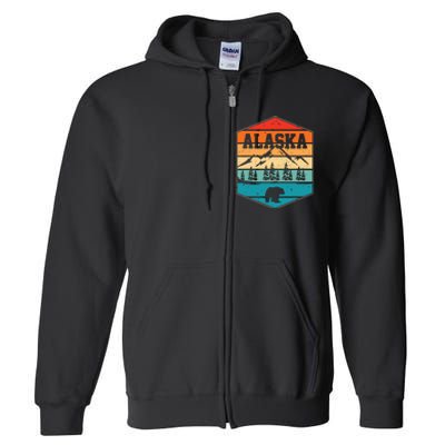 Alaskan Glacier Mountains Landscape Bear Animal Retro Alaska Full Zip Hoodie