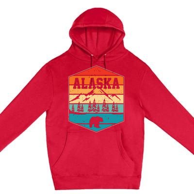 Alaskan Glacier Mountains Landscape Bear Animal Retro Alaska Premium Pullover Hoodie