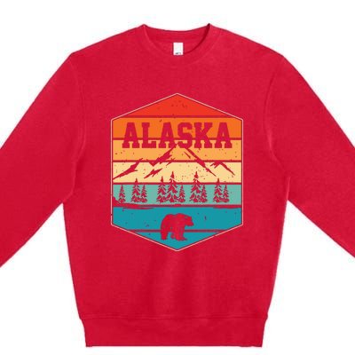 Alaskan Glacier Mountains Landscape Bear Animal Retro Alaska Premium Crewneck Sweatshirt