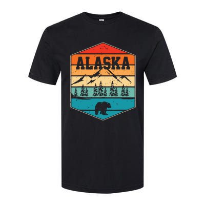 Alaskan Glacier Mountains Landscape Bear Animal Retro Alaska Softstyle CVC T-Shirt