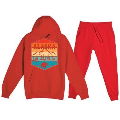 Alaskan Glacier Mountains Landscape Bear Animal Retro Alaska Premium Hooded Sweatsuit Set