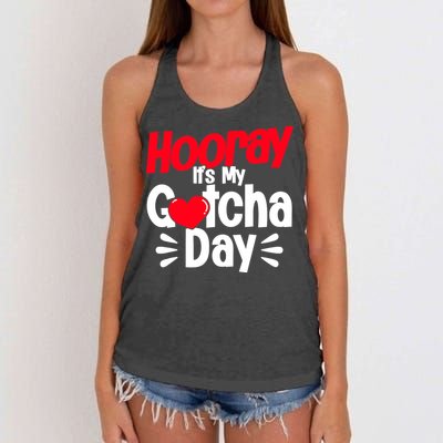 Adopt Gotcha My Gotcha Day Adoption Day Women's Knotted Racerback Tank