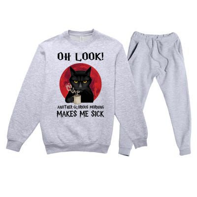 Another Glorious Morning Makes Me Sick Black Cat Cute Gift Premium Crewneck Sweatsuit Set