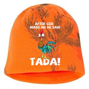 After God Made Me He Said Ta Da Funny Chicken Kati - Camo Knit Beanie