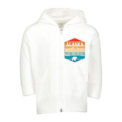 Alaskan Glacier Mountains Landscape Bear Animal Retro Alaska Toddler Zip Fleece Hoodie