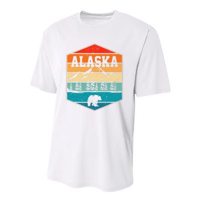 Alaskan Glacier Mountains Landscape Bear Animal Retro Alaska Youth Performance Sprint T-Shirt