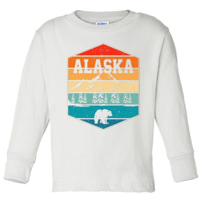 Alaskan Glacier Mountains Landscape Bear Animal Retro Alaska Toddler Long Sleeve Shirt