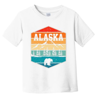 Alaskan Glacier Mountains Landscape Bear Animal Retro Alaska Toddler T-Shirt