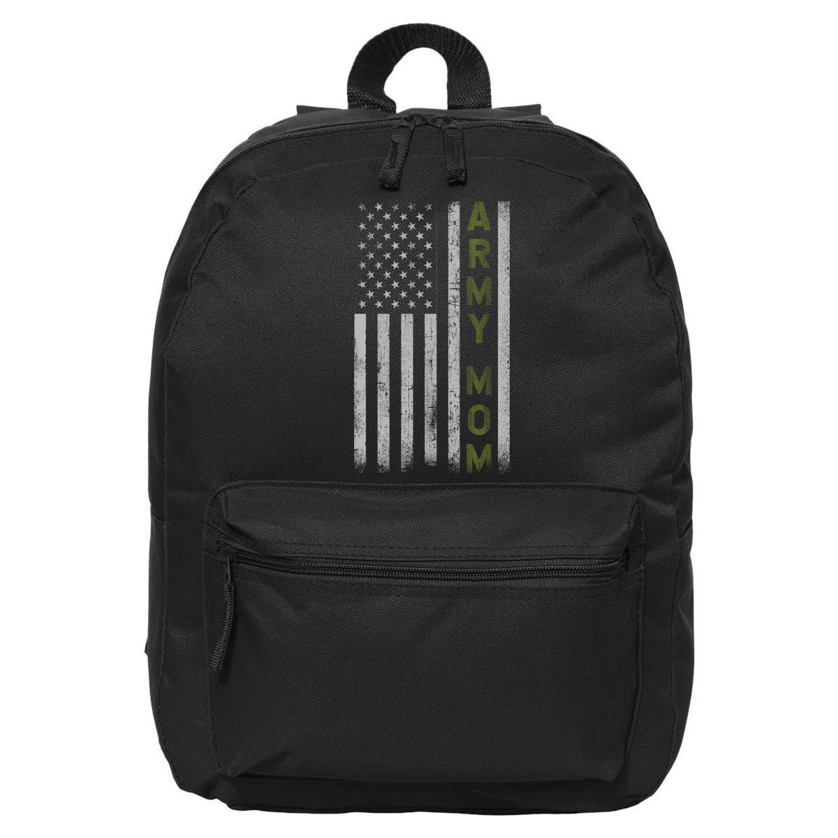 Army Gift Mom Proud Army Mother USA Flag 16 in Basic Backpack