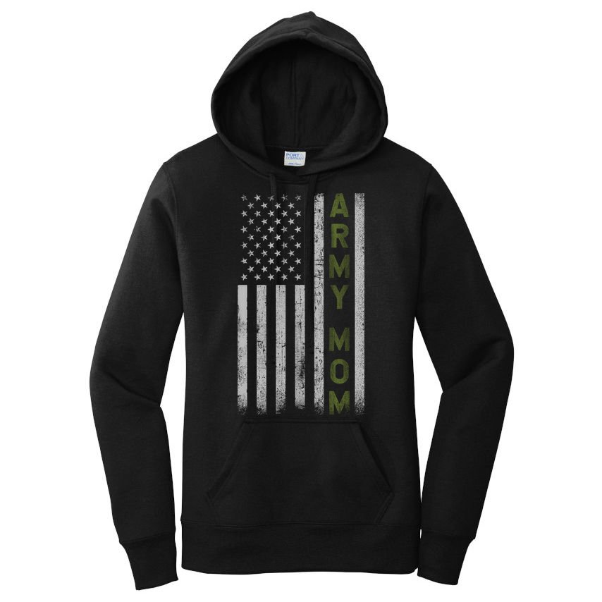 Army Gift Mom Proud Army Mother USA Flag Women's Pullover Hoodie