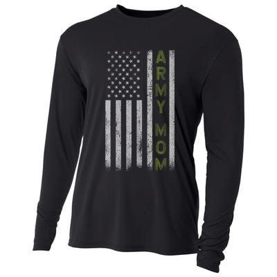 Army Gift Mom Proud Army Mother USA Flag Cooling Performance Long Sleeve Crew