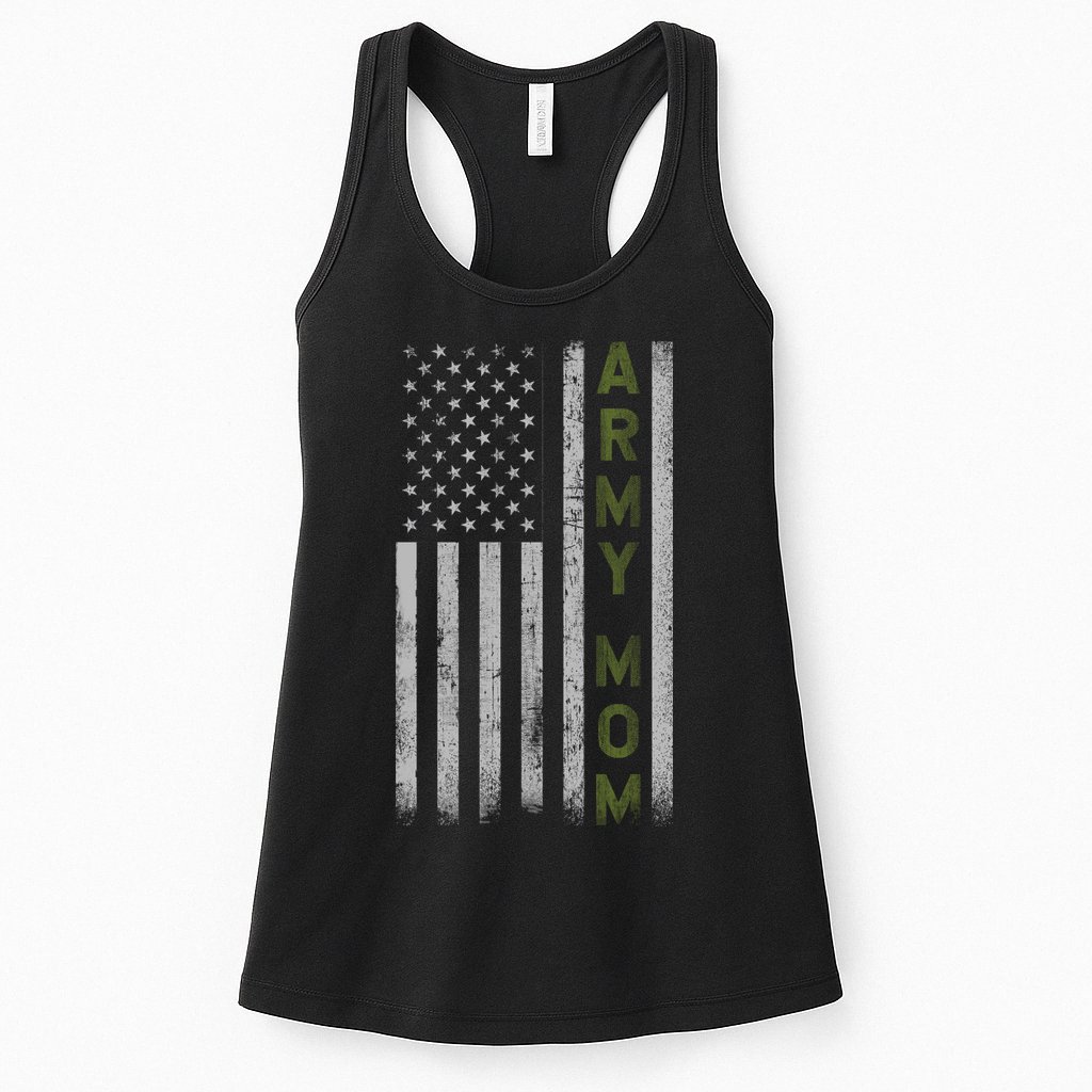 Army Gift Mom Proud Army Mother USA Flag Womens Tank Top