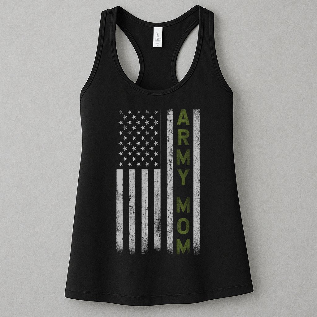 Army Gift Mom Proud Army Mother USA Flag Womens Tank Top