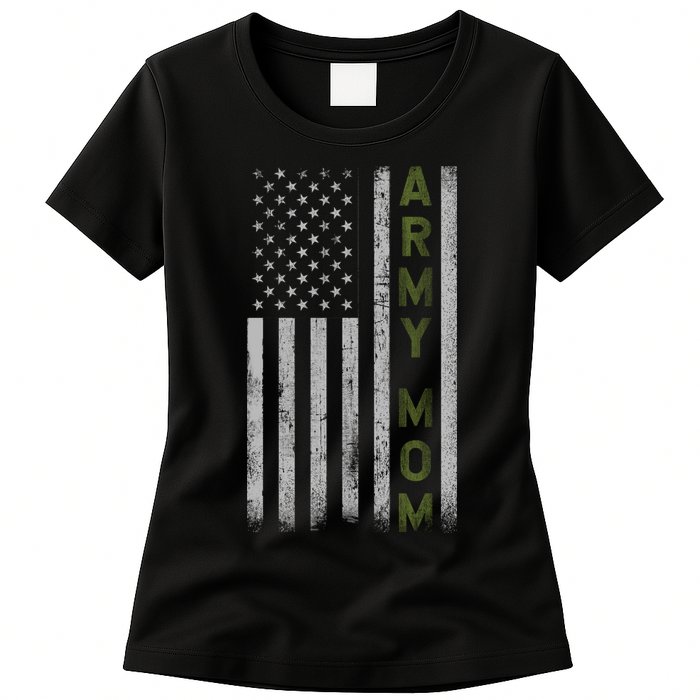 Army Gift Mom Proud Army Mother USA Flag Womens T-Shirt