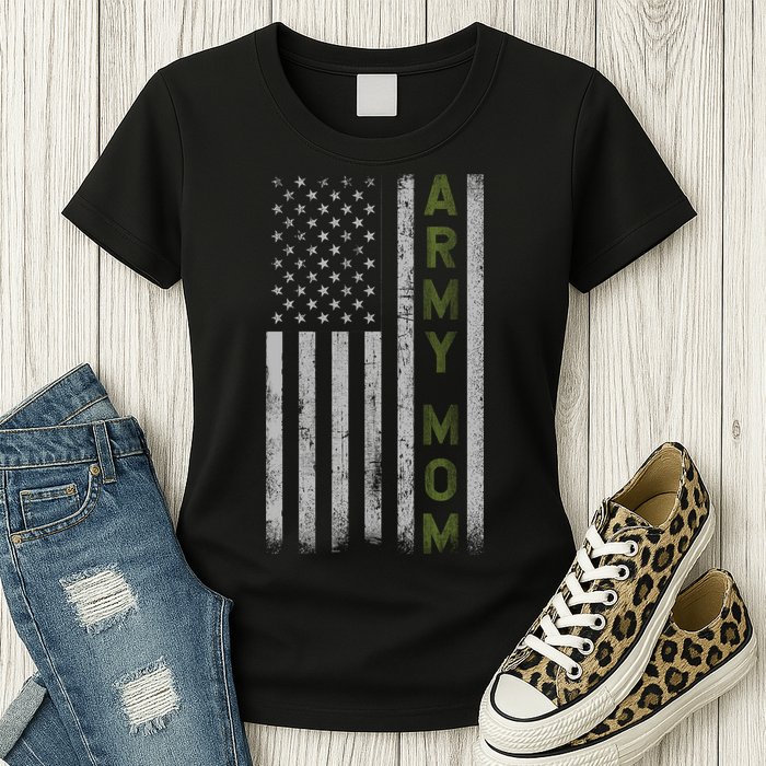 Army Gift Mom Proud Army Mother USA Flag Womens T-Shirt
