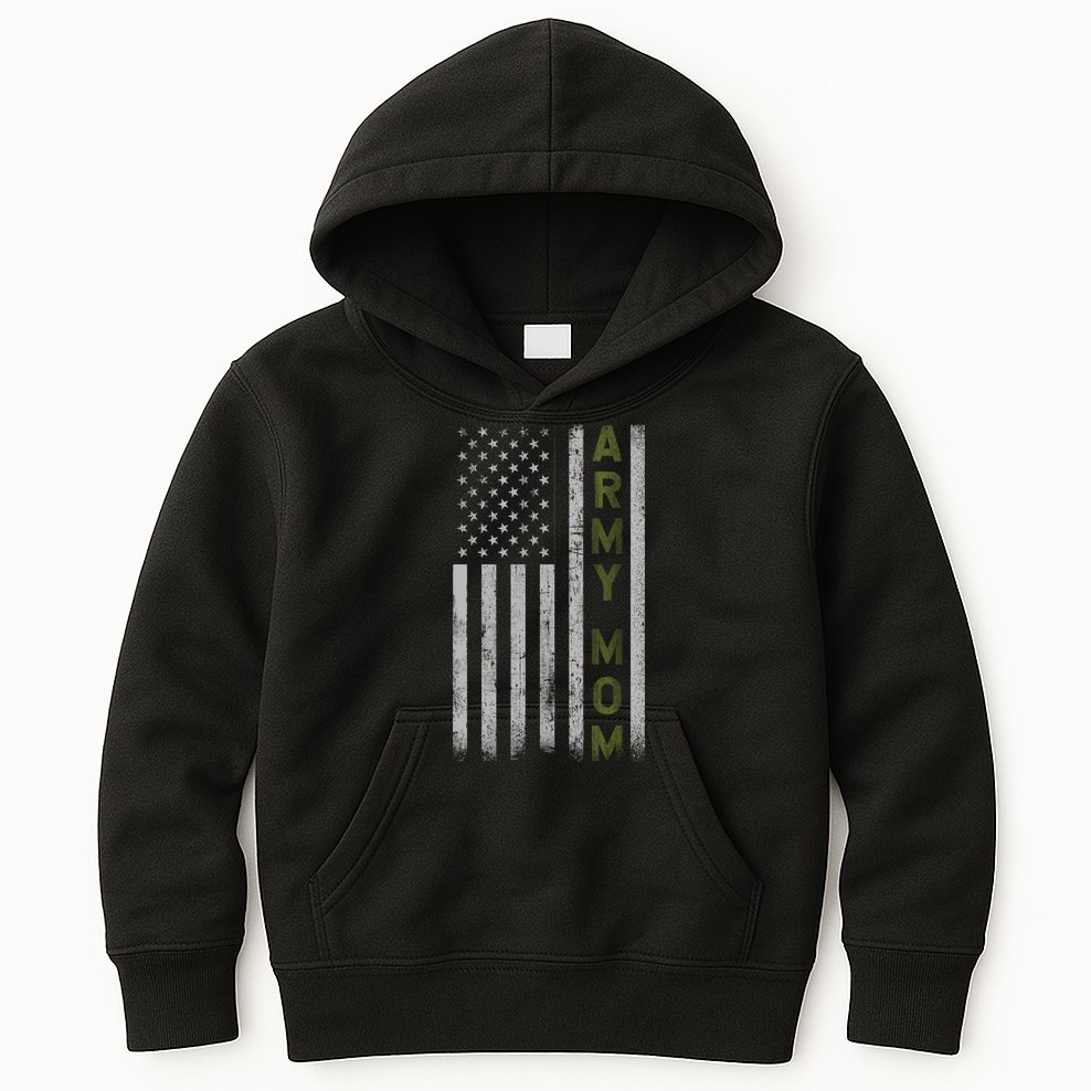 Army Gift Mom Proud Army Mother USA Flag Kids Hoodie