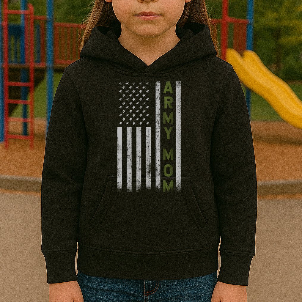 Army Gift Mom Proud Army Mother USA Flag Kids Hoodie
