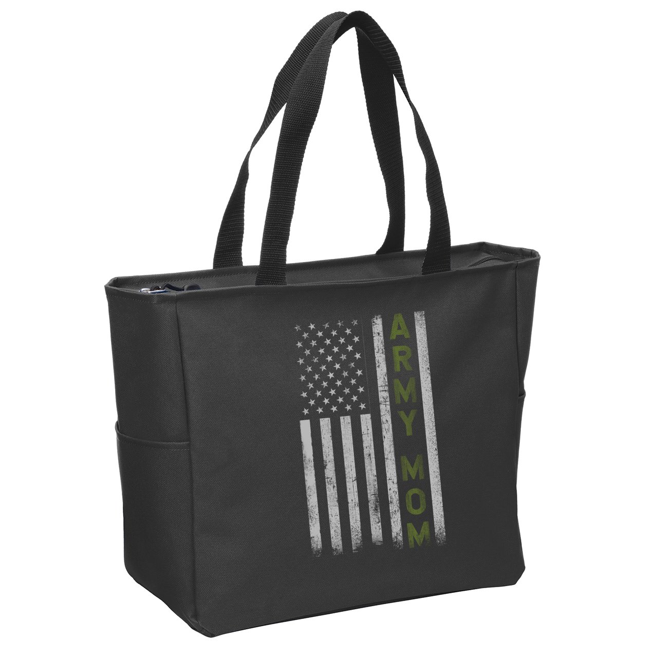 Army Gift Mom Proud Army Mother USA Flag Zip Tote Bag